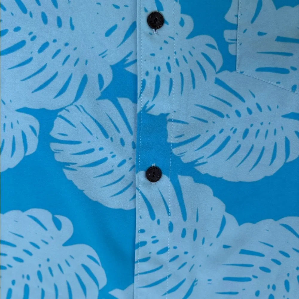 CARRIBEAN JOE Hawaiian Shirt Men's XL Blue Floral Print Lightweight Comfort - Picture 5 of 8